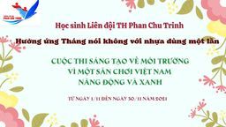 Học sinh Liên đội TH Phan Chu Trinh hưởng ứng Tháng nói không với nhựa dùng một lần Cuộc thi Sáng tạo về môi trường Vì một sân chơi Việt Nam năng động và xanh