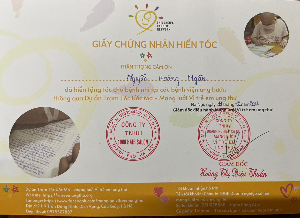 Cô trò nhỏ Nguyễn Hoàng Ngân mang niềm vui tới cho bệnh nhi ung thư