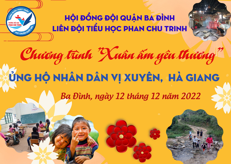 Liên đội trường Tiểu học Phan Chu Trinh  chung tay ủng hộ  đồng bào Hà Giang trong chương trình “Xuân ấm yêu thương”  nhân dịp Tết nguyên đán