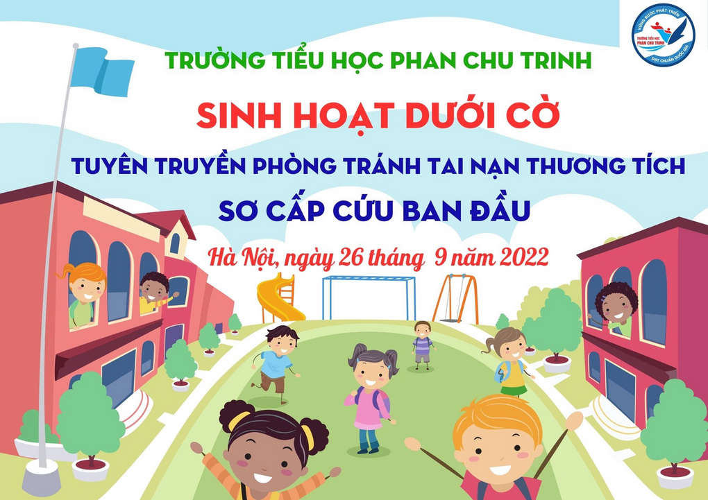 Liên đội trường TH Phan Chu Trinh tuyên truyền  Phòng tránh tai nạn thương tích - Sơ cấp cứu ban đầu trong tiết Sinh hoạt dưới cờ