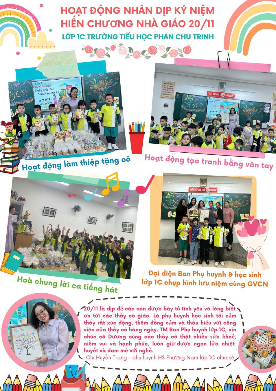 Các hoạt động ý nghĩa Chào mừng Ngày 20/11 của lớp 1C Trường Tiểu học Phan Chu Trinh