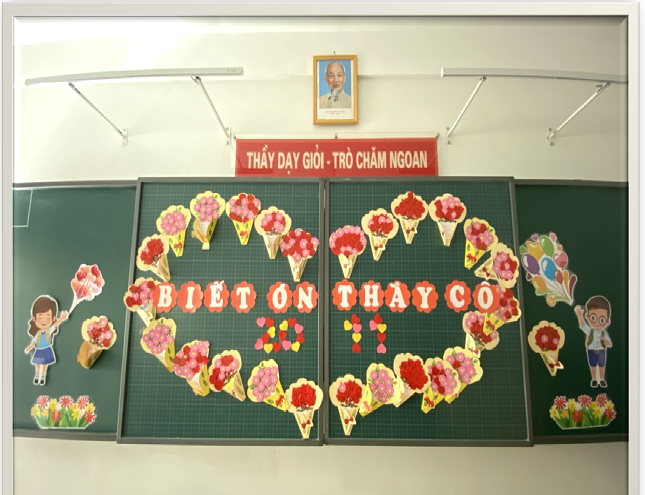 Lớp 4A trường Tiểu học Phan Chu Trinh chào mừng 41 năm  ngày nhà giáo Việt Nam